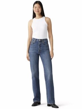 Levi's Ribcage Full Length Straight Jeans 27x32 "Valley View" Dark Wash NWT